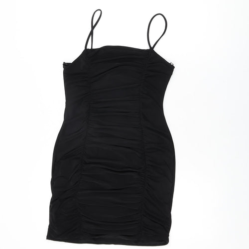 QED London Womens Black Polyester Bodycon Size 14 Square Neck Pullover