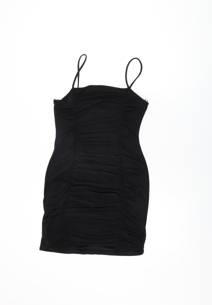 QED London Womens Black Polyester Bodycon Size 14 Square Neck Pullover