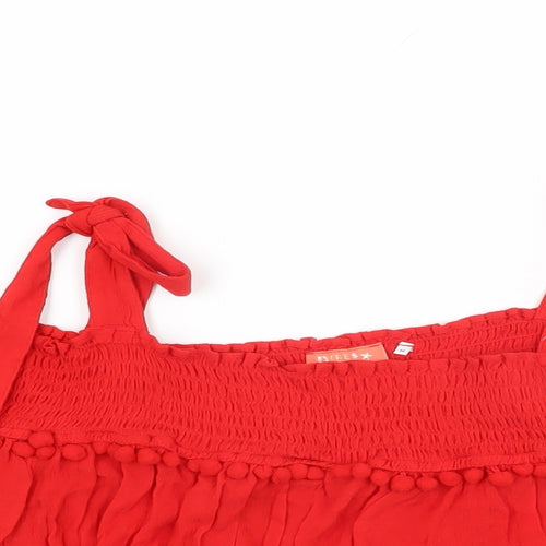 River Island Womens Red Polyester Cropped T-Shirt Size M Off the Shoulder