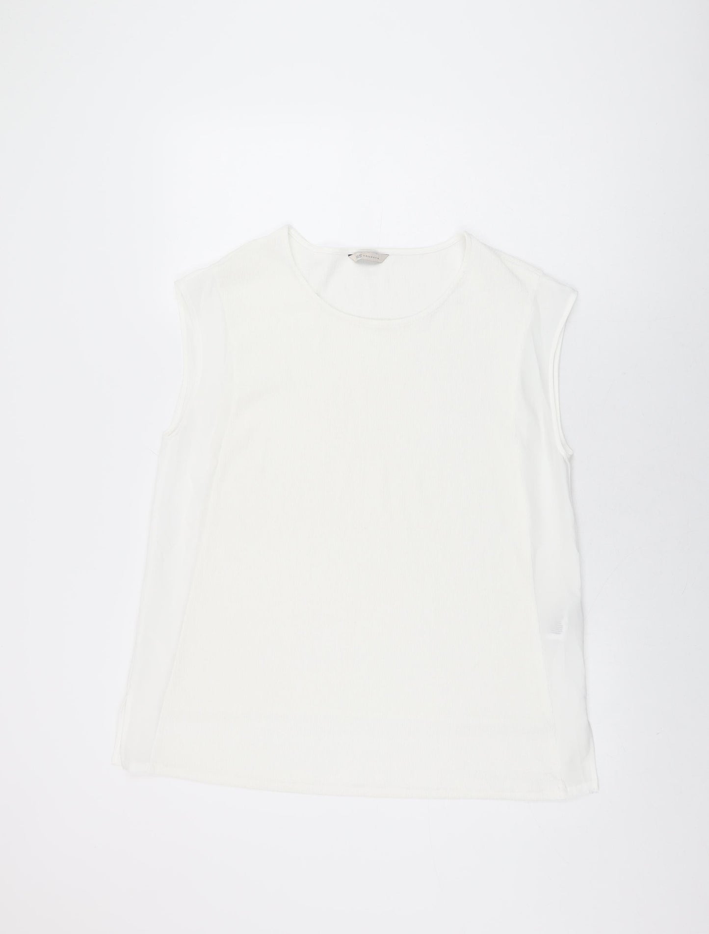 Marks and Spencer Womens White Polyester Basic T-Shirt Size 14 Round Neck