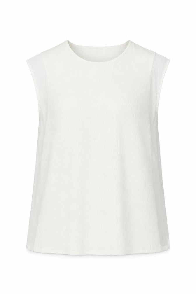Front view of Marks & Spencer women’s white polyester basic t-shirt, size UK 14, round neck