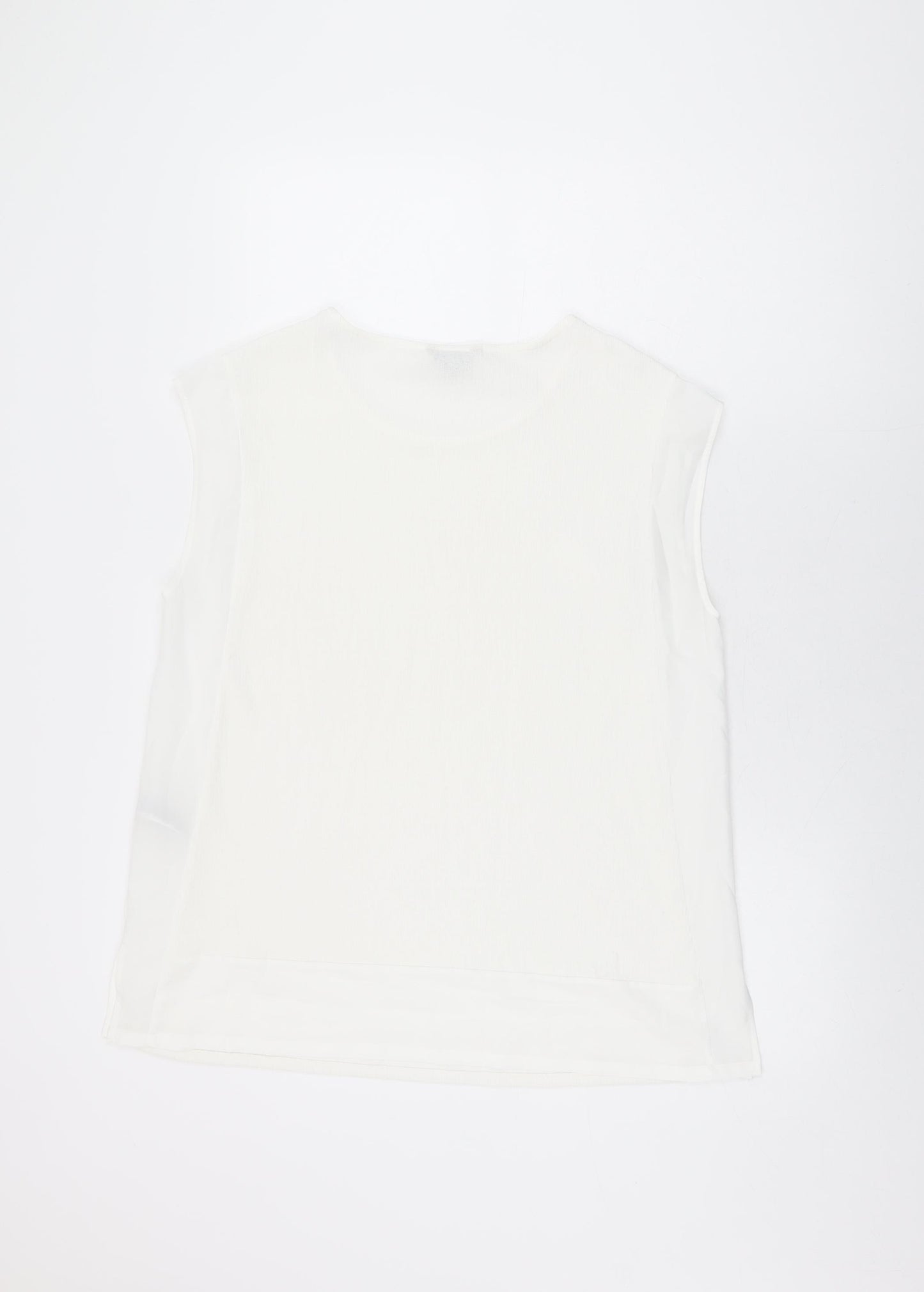 Marks and Spencer Womens White Polyester Basic T-Shirt Size 14 Round Neck