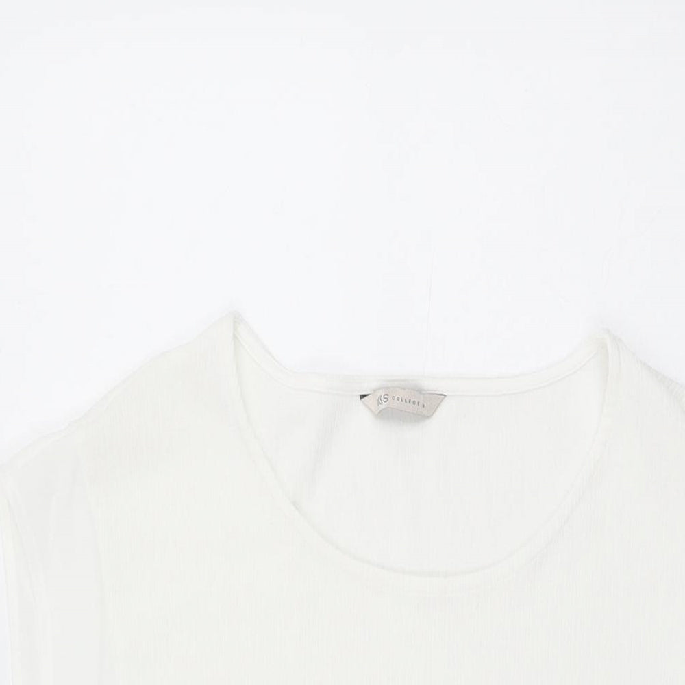Marks and Spencer Womens White Polyester Basic T-Shirt Size 14 Round Neck