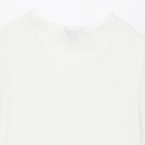 Marks and Spencer Womens White Polyester Basic T-Shirt Size 14 Round Neck