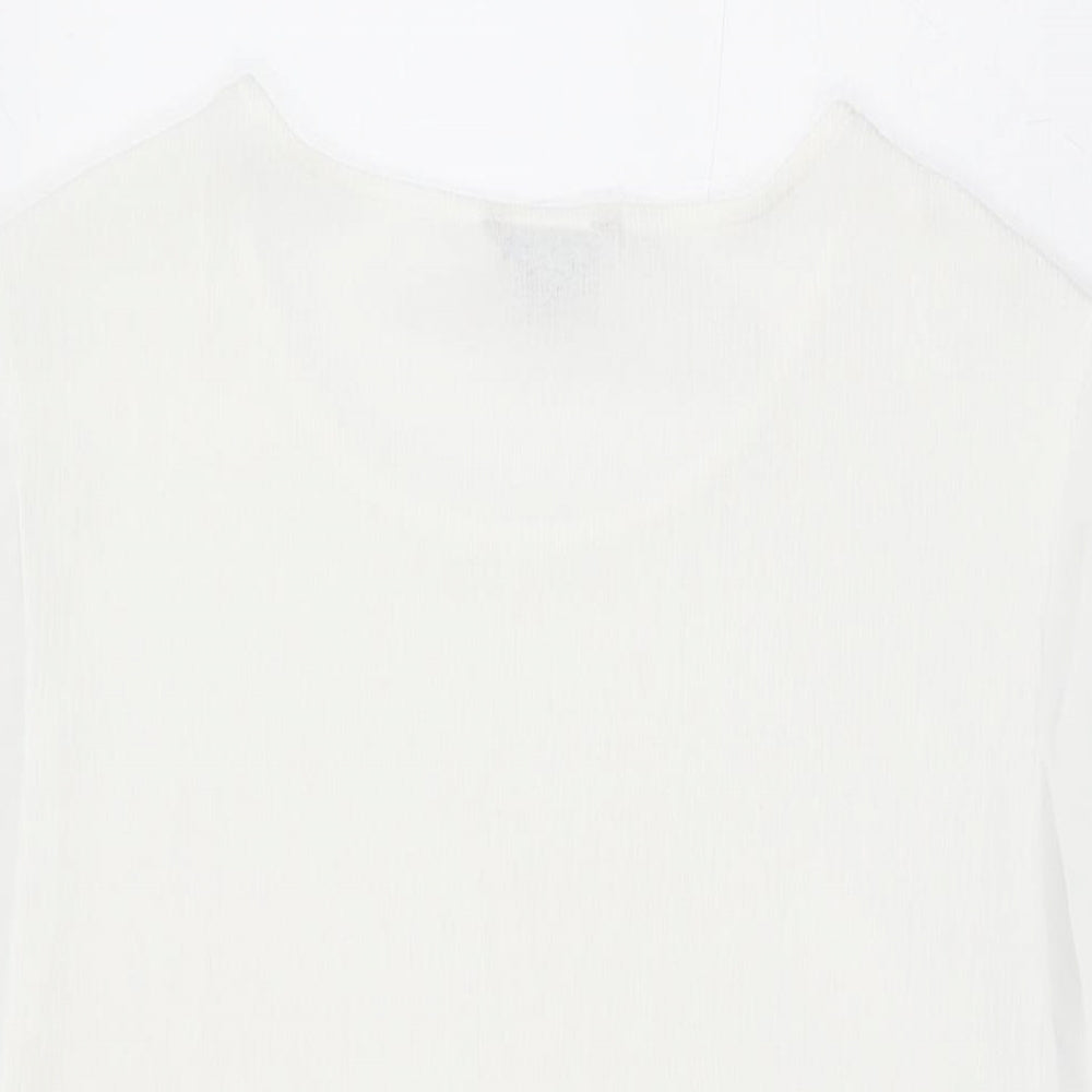 Marks and Spencer Womens White Polyester Basic T-Shirt Size 14 Round Neck
