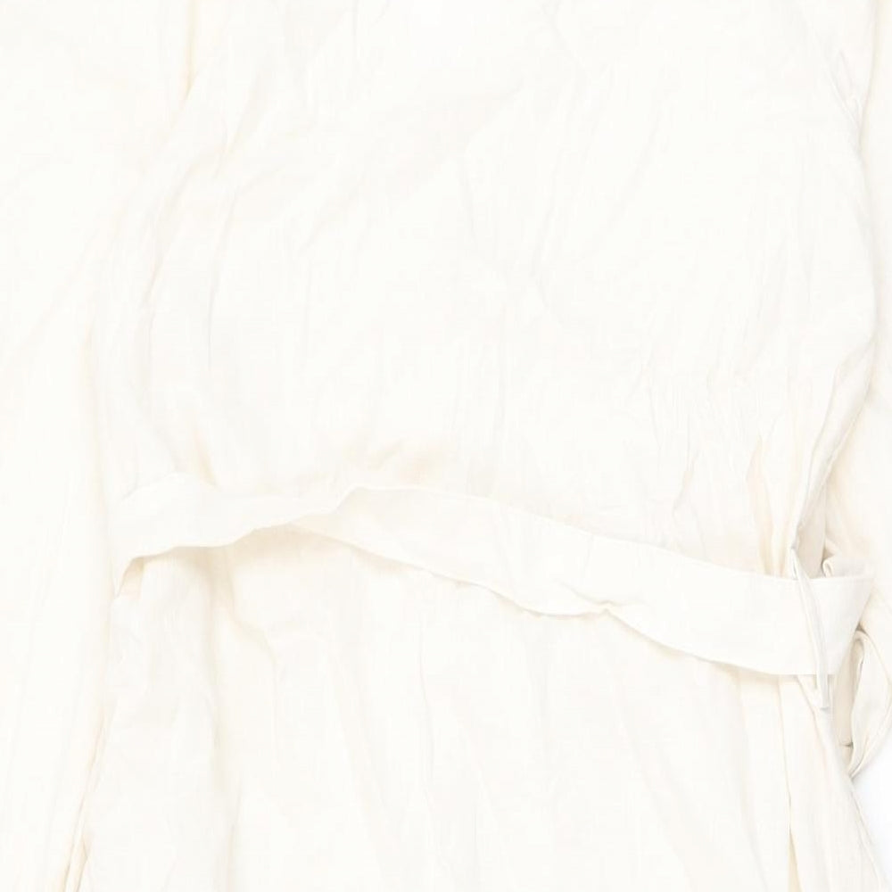 Marks and Spencer Womens Ivory Linen A-Line Size 8 V-Neck Button