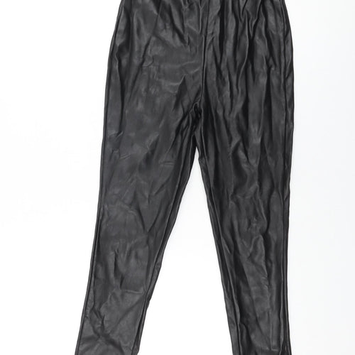 PRETTYLITTLETHING Womens Black Polyester Pedal Pusher Leggings Size 8 L28 in