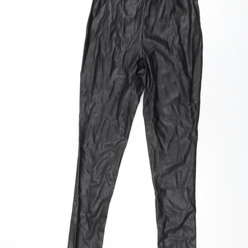 PRETTYLITTLETHING Womens Black Polyester Pedal Pusher Leggings Size 8 L28 in