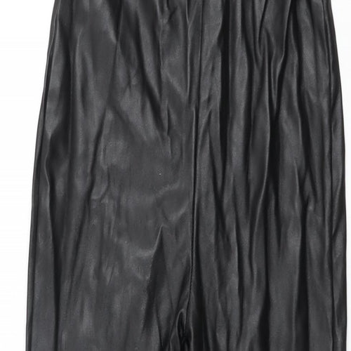 PRETTYLITTLETHING Womens Black Polyester Pedal Pusher Leggings Size 8 L28 in