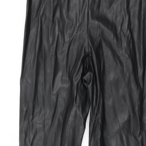 PRETTYLITTLETHING Womens Black Polyester Pedal Pusher Leggings Size 8 L28 in