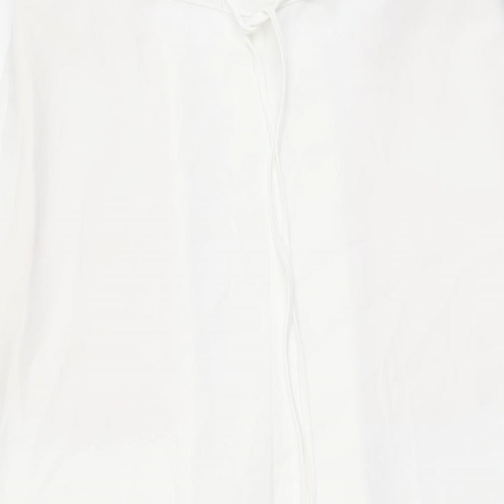 Marks and Spencer Womens White Polyester Trousers Size 12 L30 in Regular Drawstring