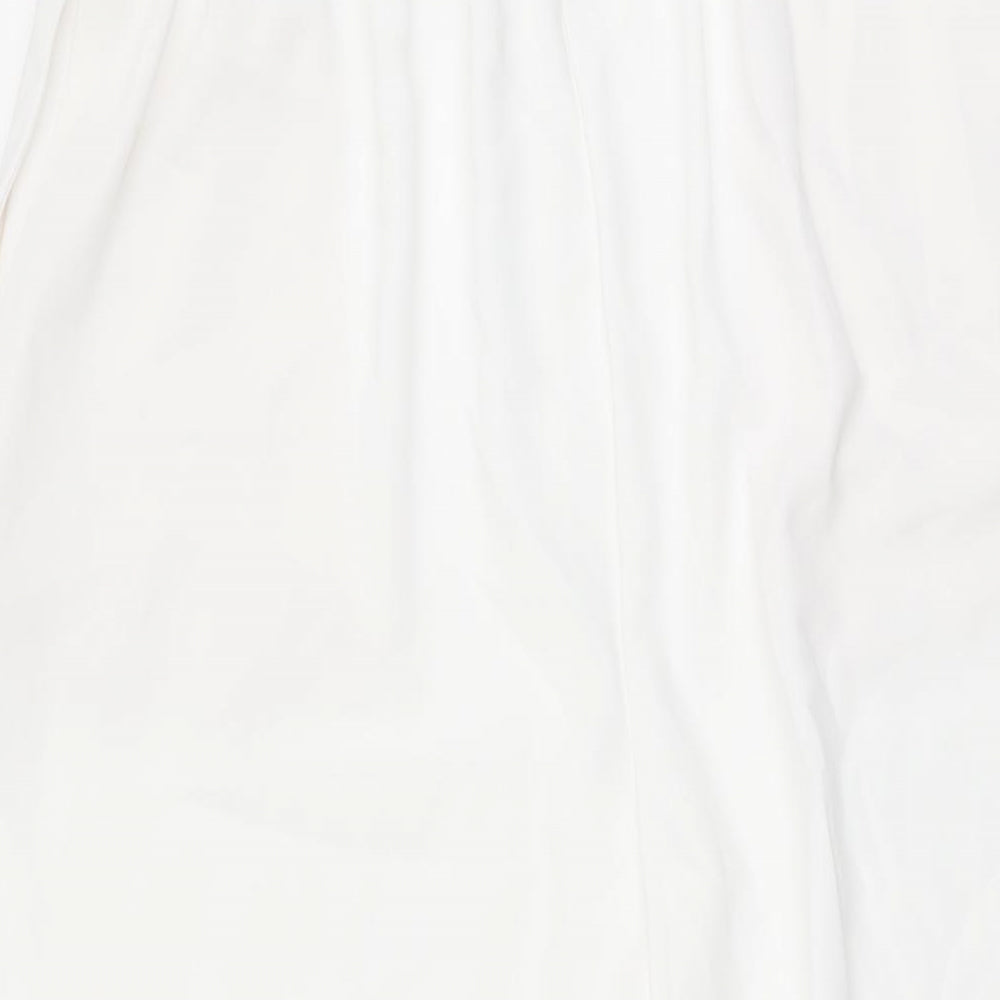 Marks and Spencer Womens White Polyester Trousers Size 12 L30 in Regular Drawstring