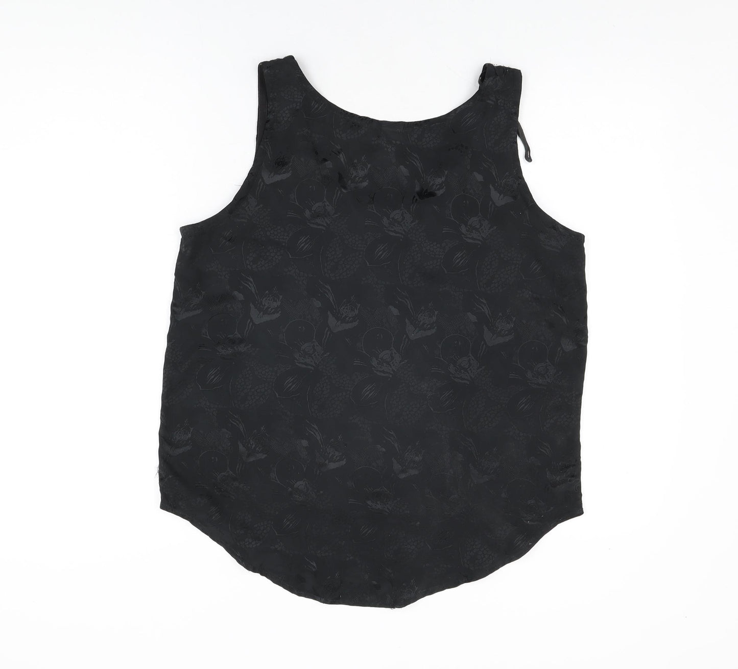 Etam Womens Black Floral Polyester Basic Tank Size 14 Scoop Neck