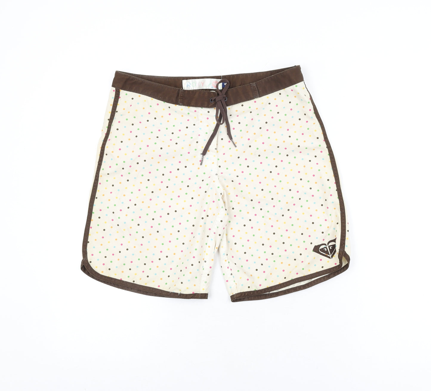 ROXY Womens Ivory Polka Dot Polyester Swim Bottom Size S - Swim Short