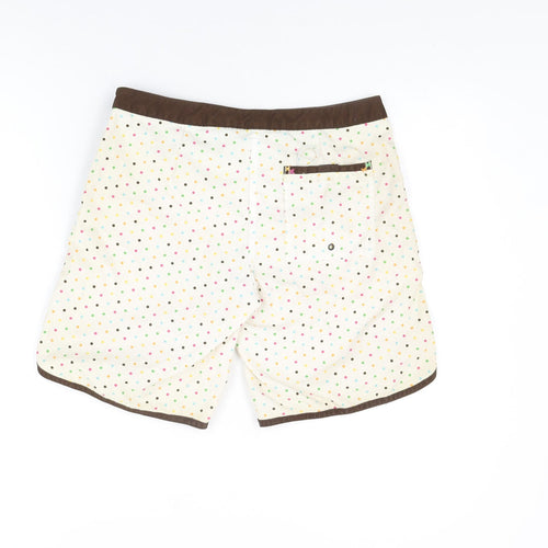 ROXY Womens Ivory Polka Dot Polyester Swim Bottom Size S - Swim Short