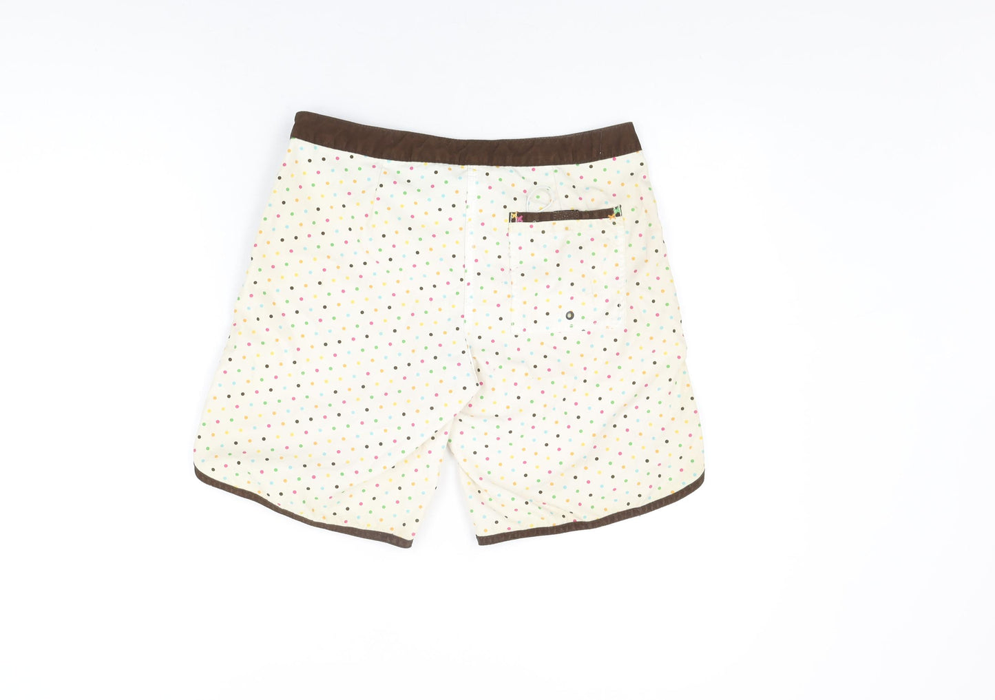 ROXY Womens Ivory Polka Dot Polyester Swim Bottom Size S - Swim Short