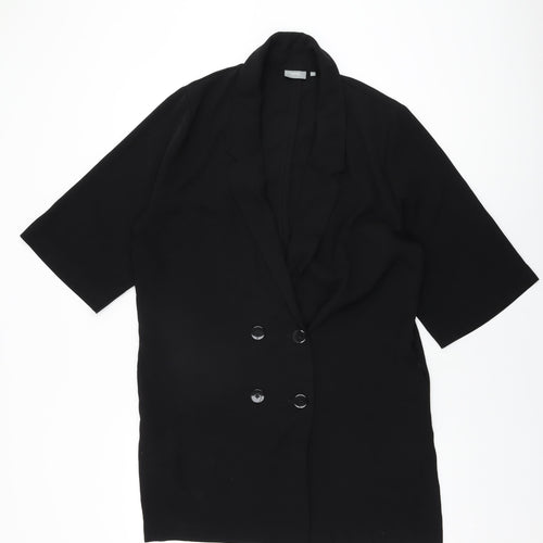 b.young Womens Black Polyester Basic Button-Up Size 8 Collared