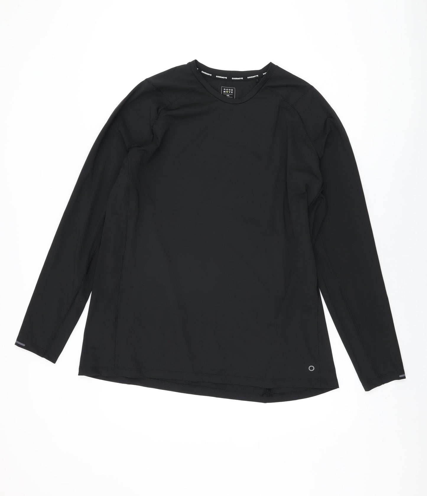 GOODMOVE Womens Black Polyester Basic T-Shirt Size 2XL Round Neck Pullover