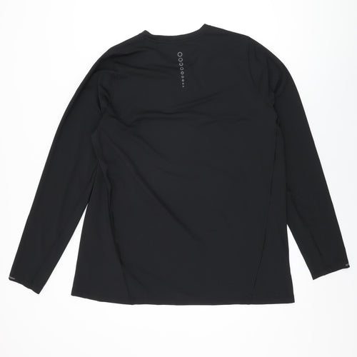 GOODMOVE Womens Black Polyester Basic T-Shirt Size 2XL Round Neck Pullover