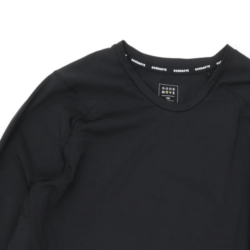 GOODMOVE Womens Black Polyester Basic T-Shirt Size 2XL Round Neck Pullover