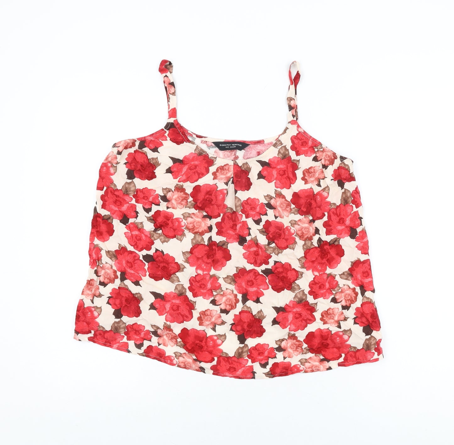 Dorothy Perkins Womens Ivory Floral Viscose Basic T-Shirt Size 14 Round Neck