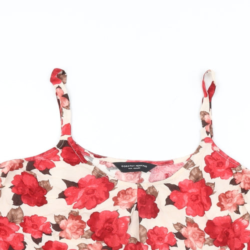 Dorothy Perkins Womens Ivory Floral Viscose Basic T-Shirt Size 14 Round Neck