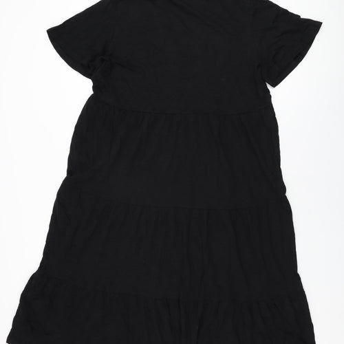 Marks and Spencer Womens Black Cotton A-Line Size 18 V-Neck Pullover