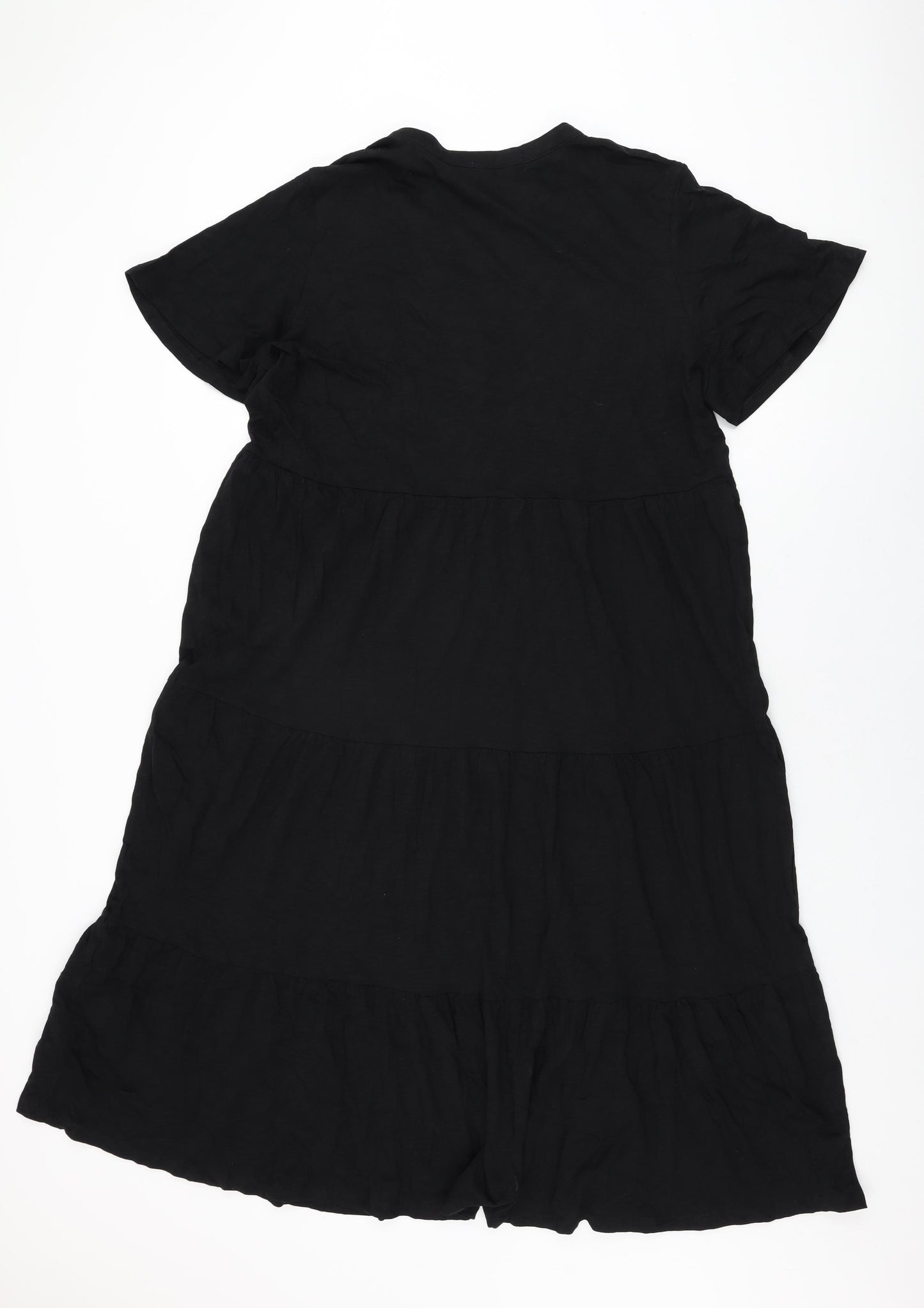 Marks and Spencer Womens Black Cotton A-Line Size 18 V-Neck Pullover