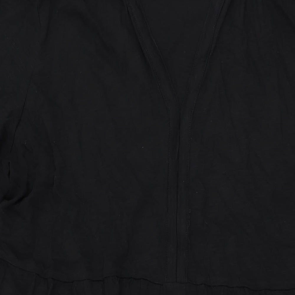 Marks and Spencer Womens Black Cotton A-Line Size 18 V-Neck Pullover