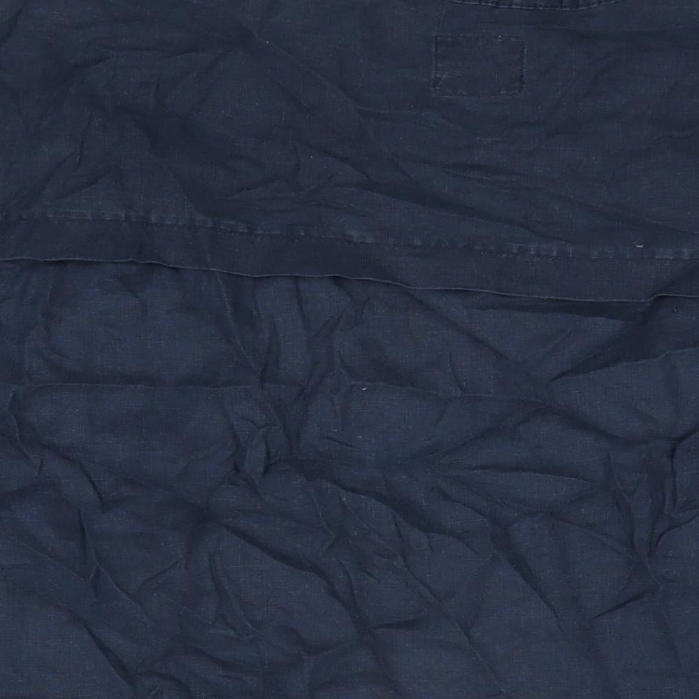 Marks and Spencer Womens Blue Linen Basic T-Shirt Size 16 V-Neck