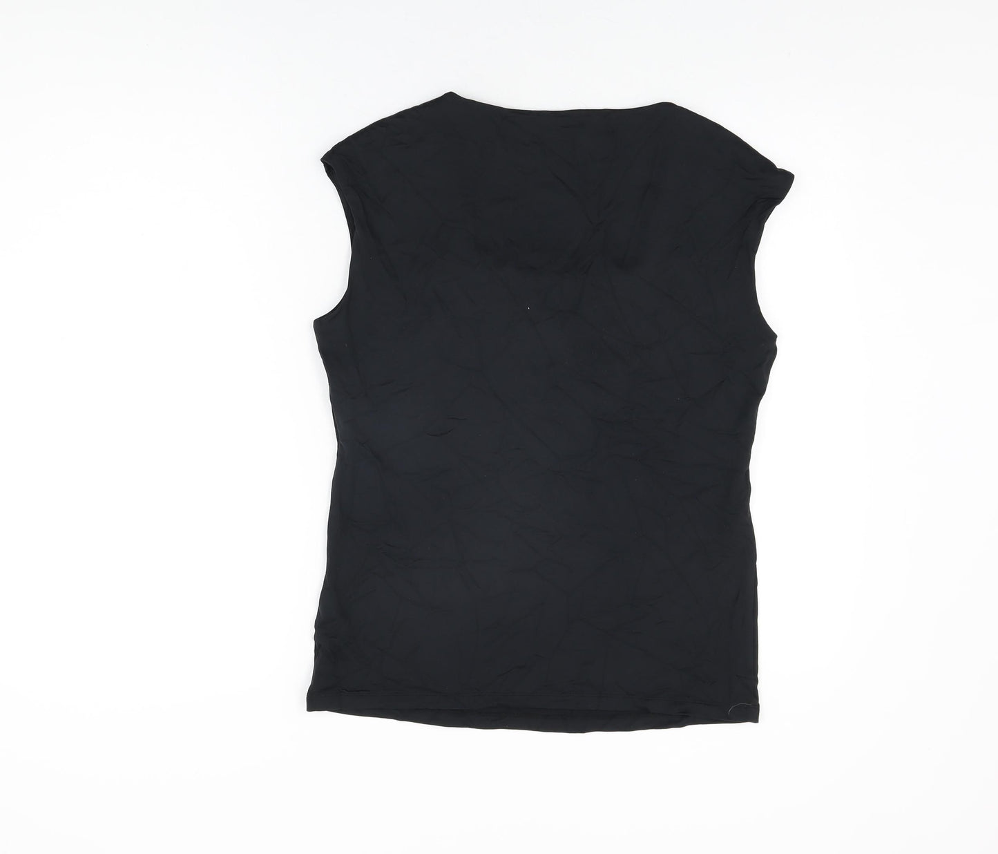 Marks and Spencer Womens Black Polyamide Basic T-Shirt Size 14 Square Neck