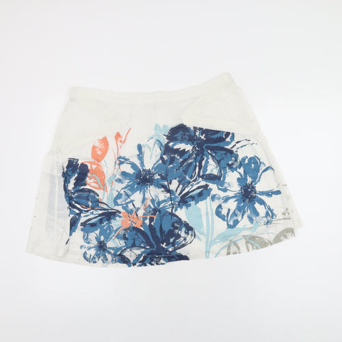 Fat Face Womens White Floral Cotton Swing Skirt Size 16