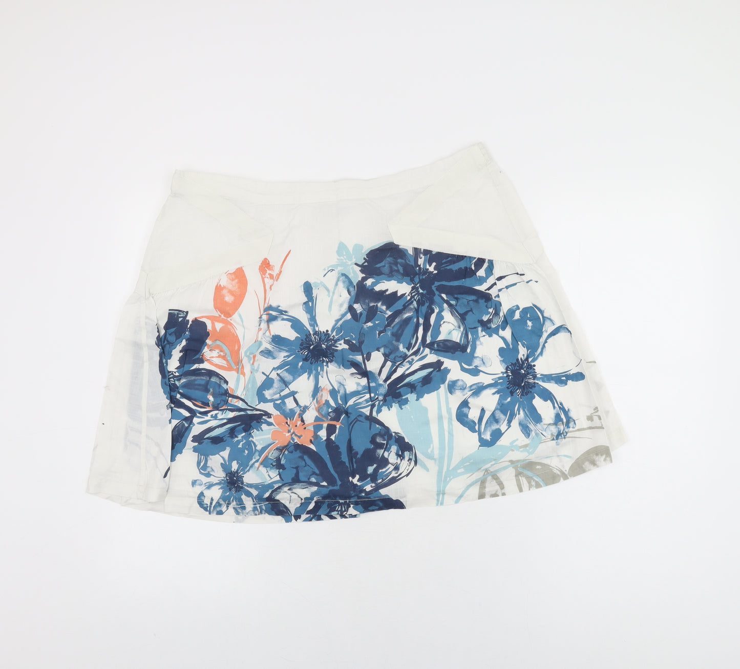 Fat Face Womens White Floral Cotton Swing Skirt Size 16