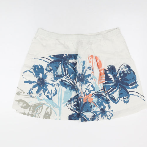 Fat Face Womens White Floral Cotton Swing Skirt Size 16