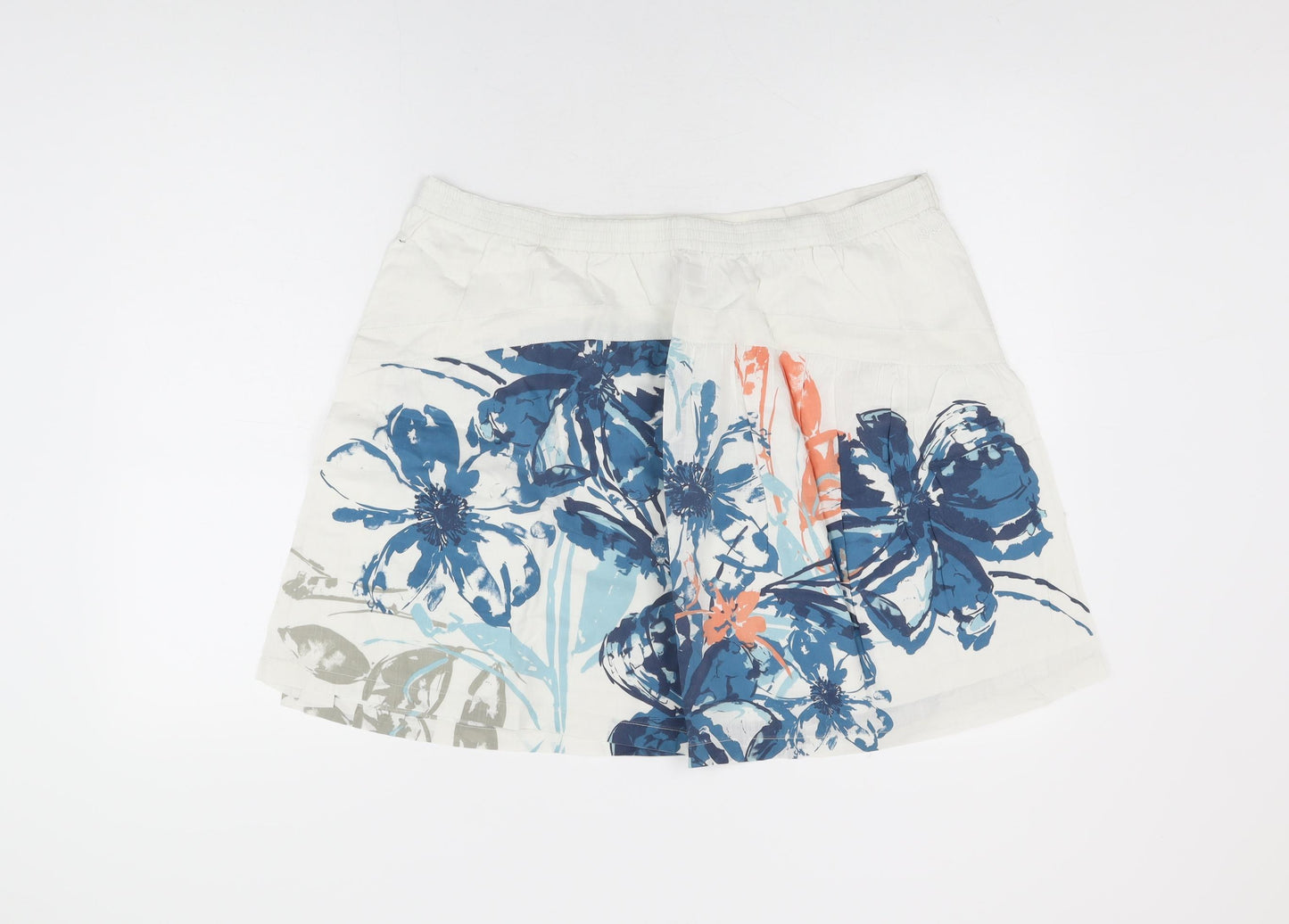 Fat Face Womens White Floral Cotton Swing Skirt Size 16