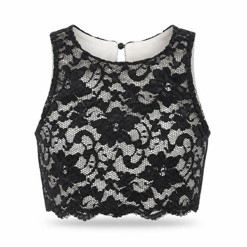 New Look Womens Black Floral Nylon Cropped T-Shirt Size 10 Round Neck