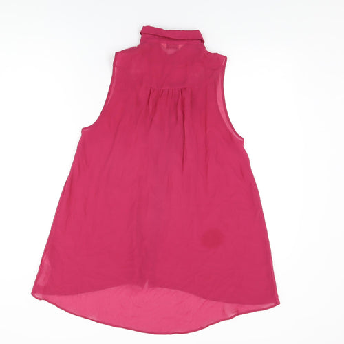 Miss Selfridge Womens Pink Polyester Basic Button-Up Size 10 Collared