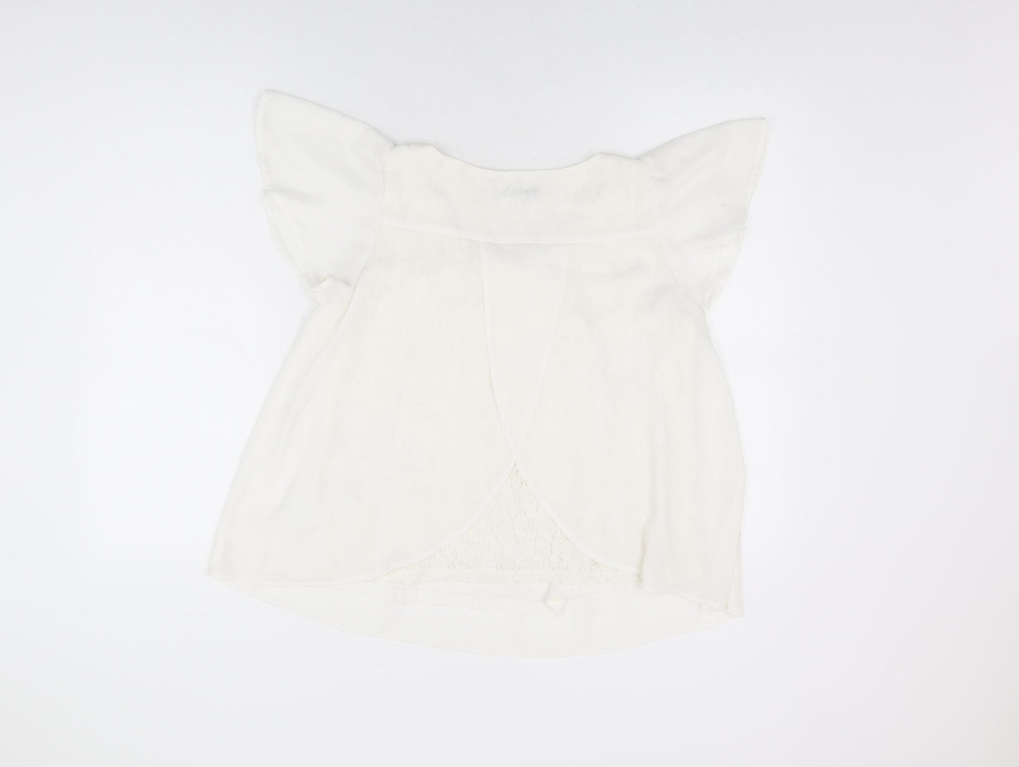 Olive des Olive Womens White Polyester Basic Blouse Size M Round Neck