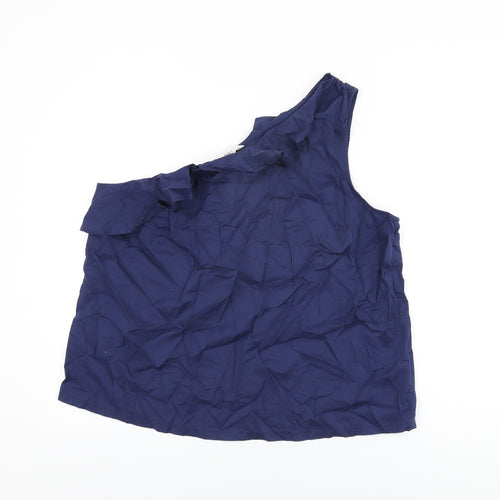 Marks and Spencer Womens Blue Cotton Basic T-Shirt Size 18 One Shoulder