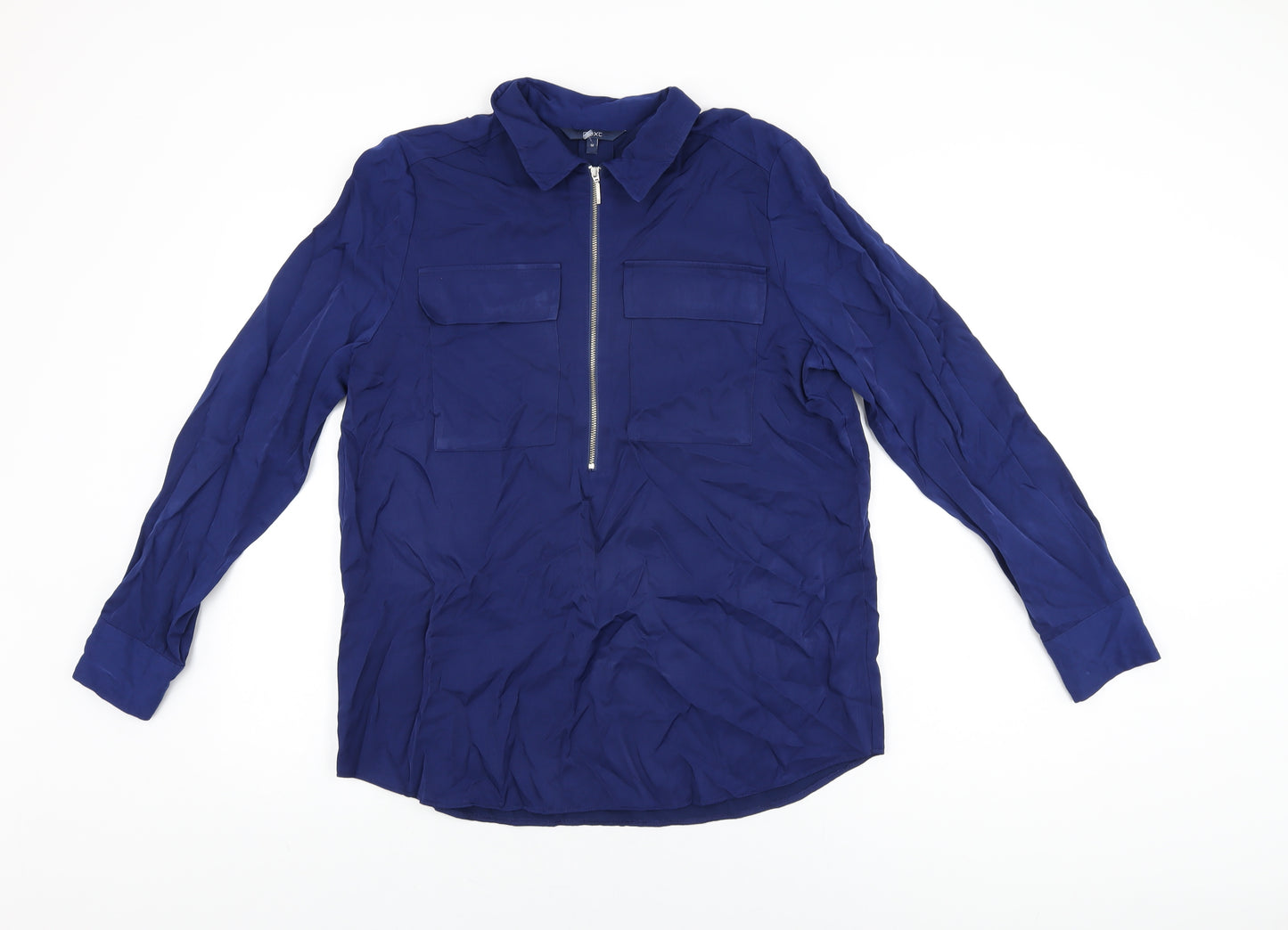 NEXT Womens Blue Viscose Basic T-Shirt Size 14 Collared