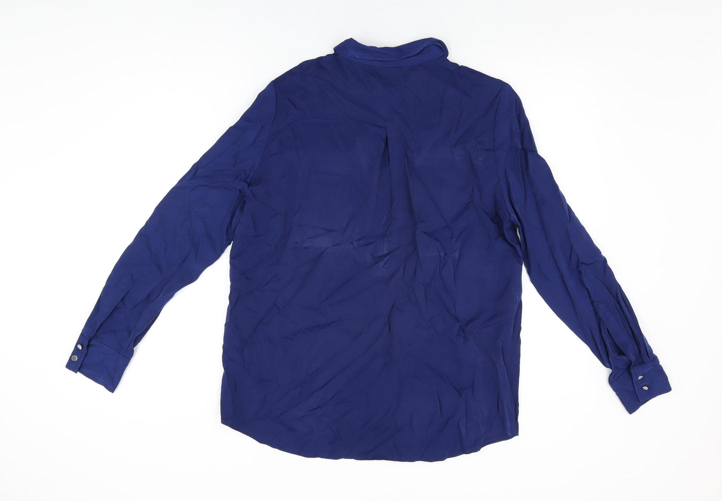 NEXT Womens Blue Viscose Basic T-Shirt Size 14 Collared