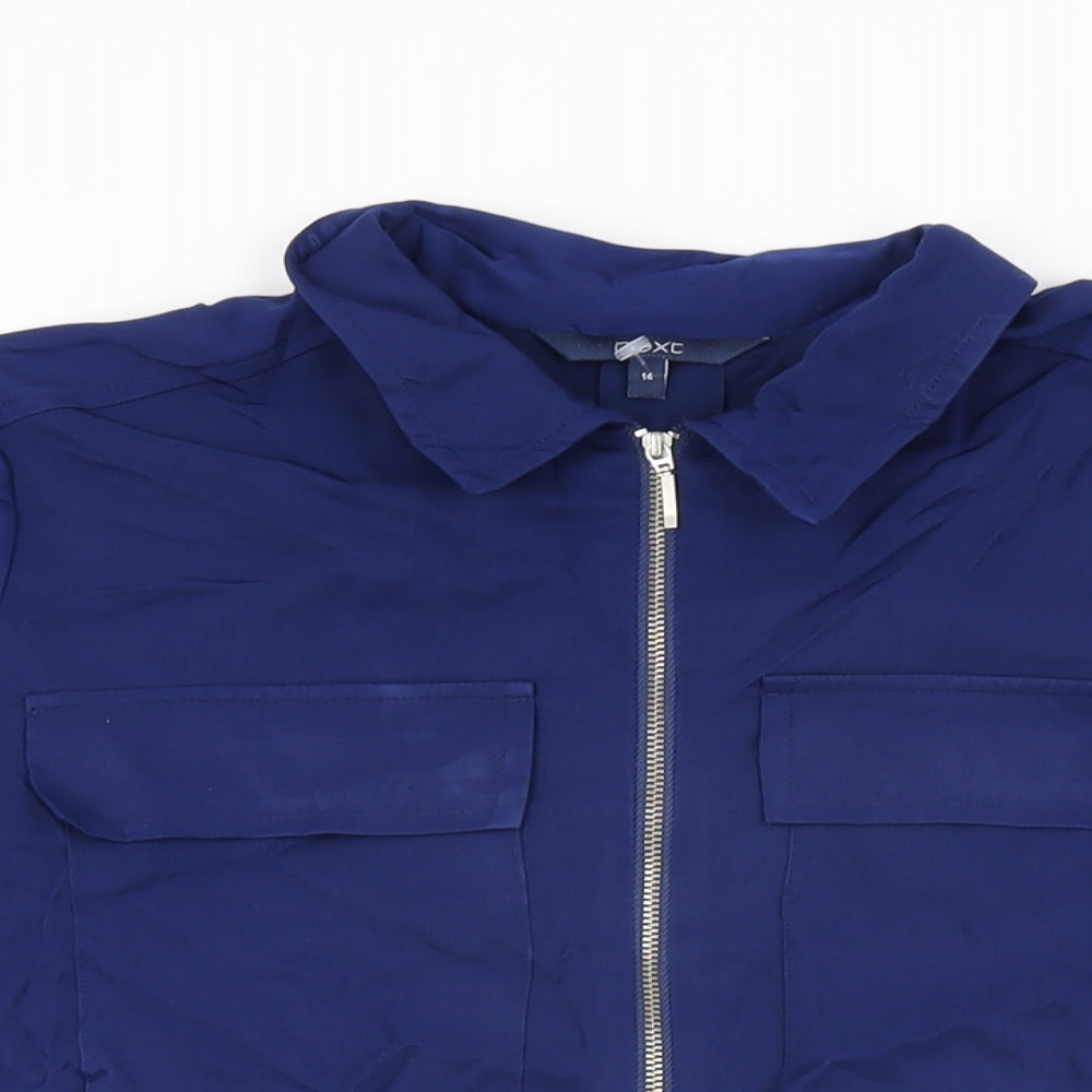 NEXT Womens Blue Viscose Basic T-Shirt Size 14 Collared