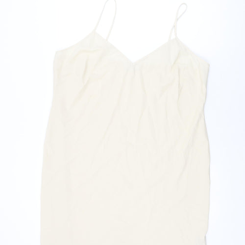 Marks and Spencer Womens Beige Polyester Slip Dress Size 20 V-Neck Pullover