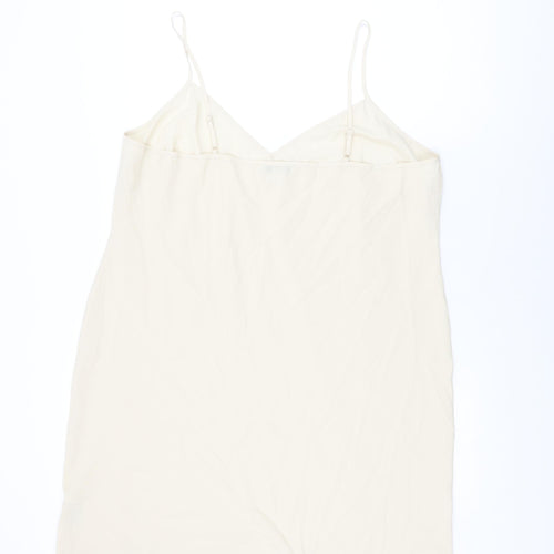 Marks and Spencer Womens Beige Polyester Slip Dress Size 20 V-Neck Pullover
