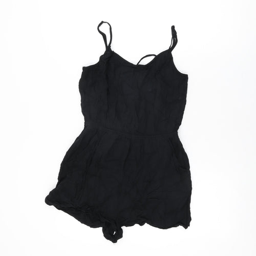 H&M Womens Black Viscose Playsuit One-Piece Size 12 Pullover