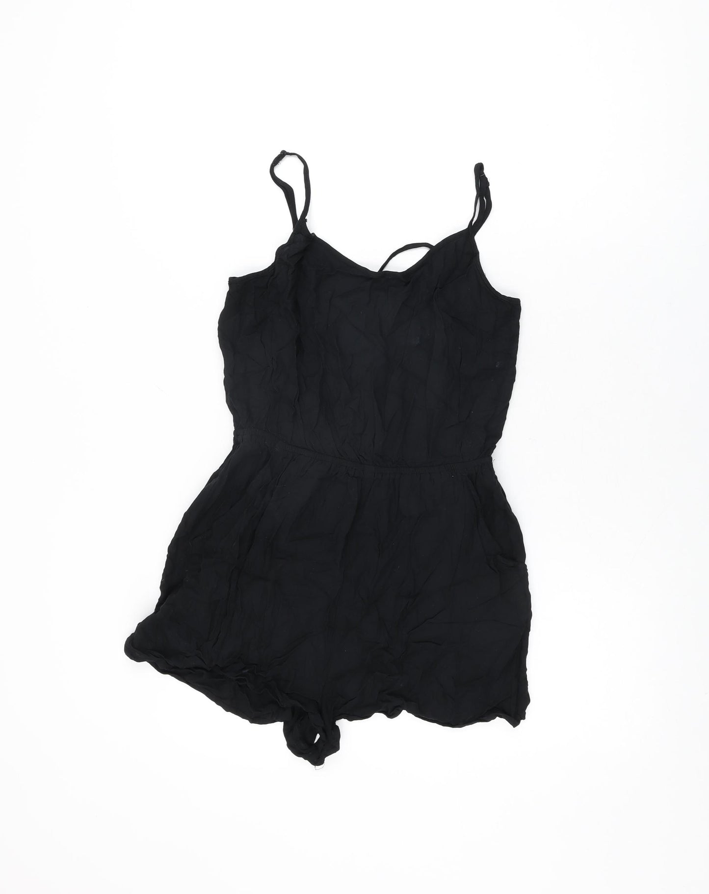 H&M Womens Black Viscose Playsuit One-Piece Size 12 Pullover