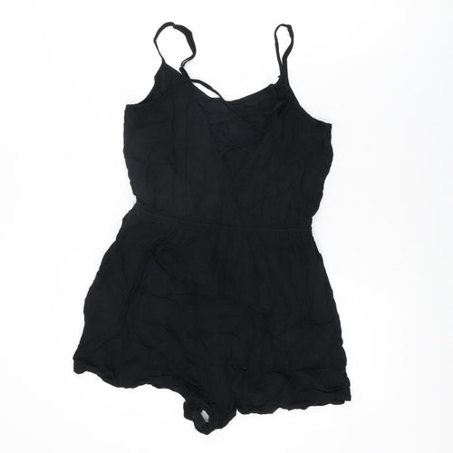 H&M Womens Black Viscose Playsuit One-Piece Size 12 Pullover