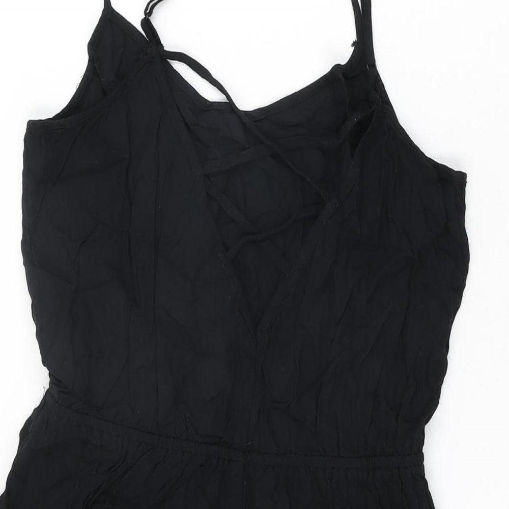 H&M Womens Black Viscose Playsuit One-Piece Size 12 Pullover