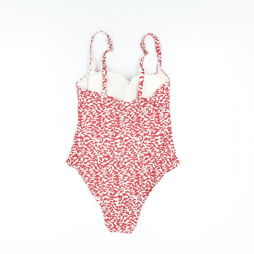 Marks and Spencer Womens Red Geometric Polyamide One Piece Size 16