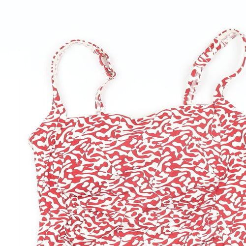 Marks and Spencer Womens Red Geometric Polyamide One Piece Size 16